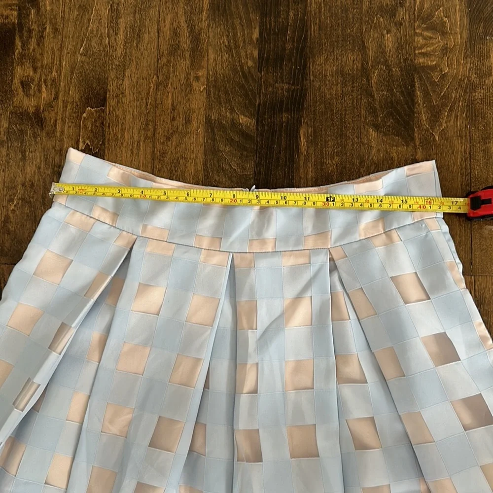 Eliza J Pleated Checked Circle Skirt